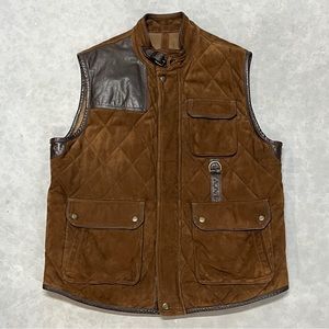 Daniel Cremieux Mens L Brown Leather Suede Vest Jacket.